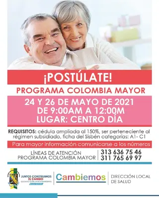 Adultos Mayores pueden postularse al subsidio Colombia Mayor